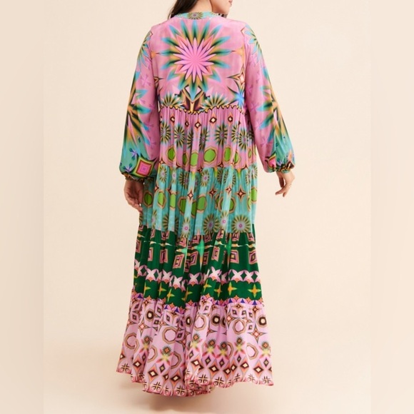 Siddhartha Bansal x Anthropologie Mixed Print Button Front Maxi Dress Size S - Picture 7 of 15